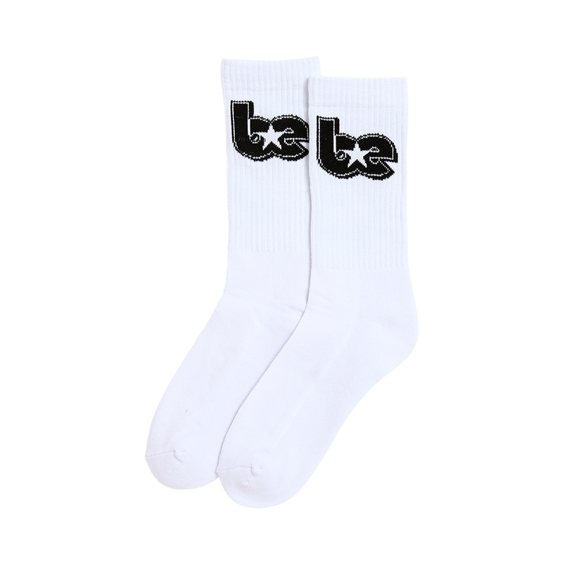 BE Star White Crew Socks