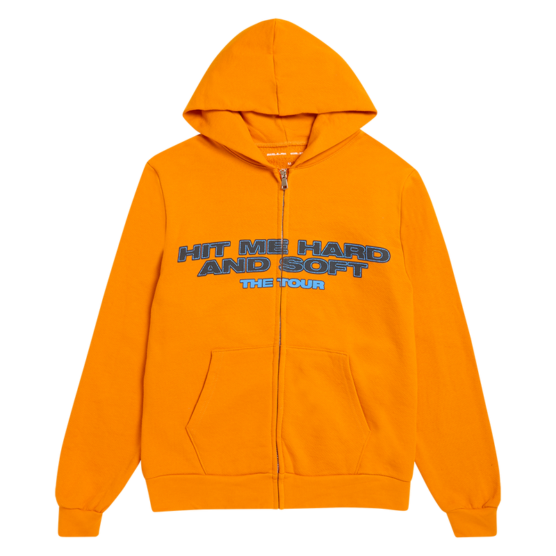 HIT ME HARD AND SOFT: THE TOUR Orange Dateback Zip Hoodie