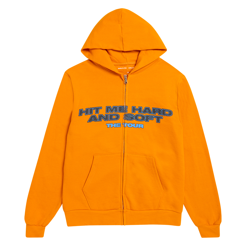 HIT ME HARD AND SOFT: THE TOUR Orange Dateback Zip Hoodie