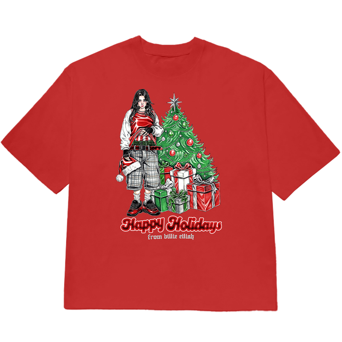 HAPPY HOLIDAYS TEE-SHIRT ROUGE